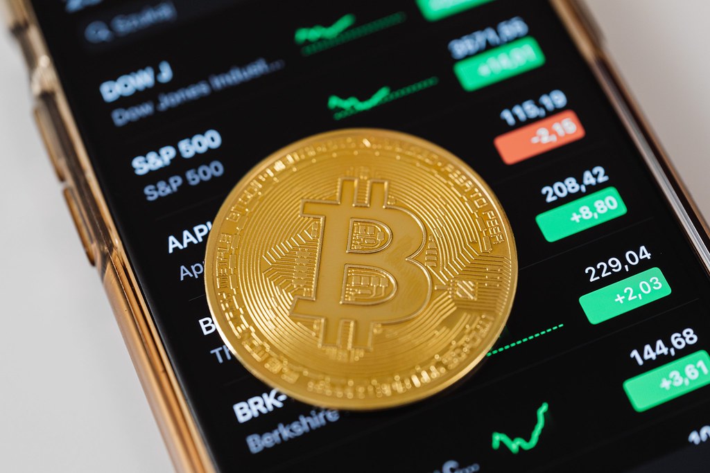 Bitcoin on phone trading charts
