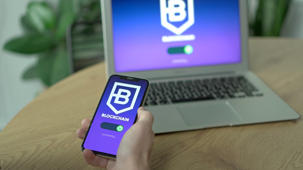 Blockchain transfer, connection concept